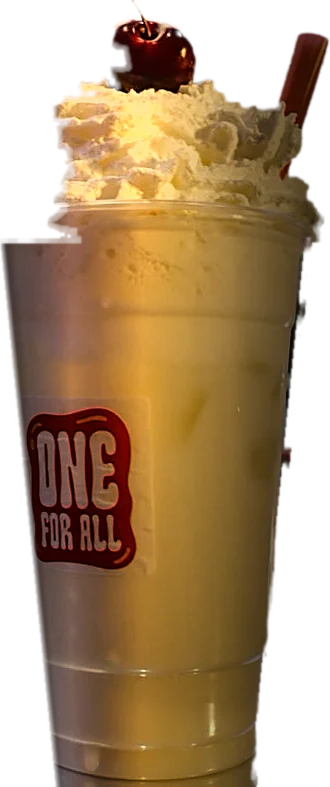 A One For All milkshake, whipped cream and a cherry